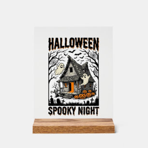 Gruselkabinen-Halloween-Kunst im Vintage-Stil für Acrylschild