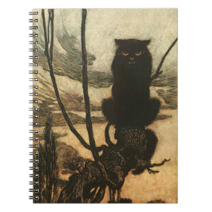 Gruselkatze Halloween schwarze Katze Vintage Rackh Notizblock