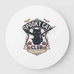 Gruselkatzenclub Katzen Halloween Gruselkatze Vint Große Wanduhr