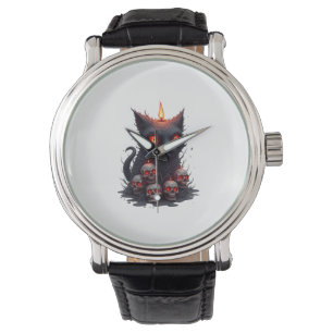 Gruselkatzenkerze Armbanduhr