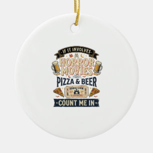 Gruselkino Pizza Bier Lustig Halloween_1 Keramik Ornament