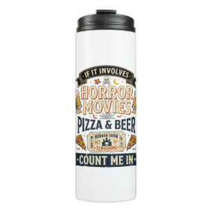 Gruselkino Pizza Bier Lustig Halloween_1 Thermosbecher