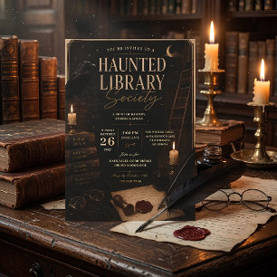 Gruselparty der Haunted Library Society Feiertagskarte