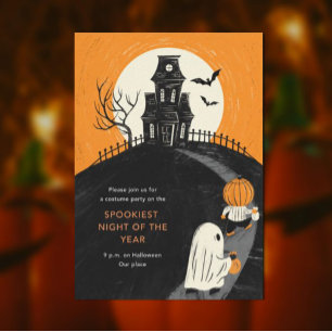 Gruselparty-Einladung zum Halloween in der Geister Einladung