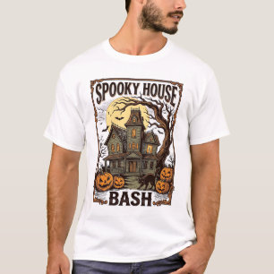Gruselparty-Vintage-Stichzeichnung Halloween-Dekor T-Shirt