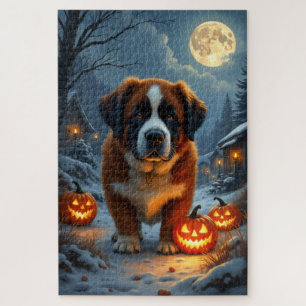 Gruselporträt eines Bernhardiner-Hundes zum Hallow