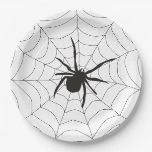 Gruselspinne-Muster Halloween Pappteller