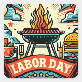 Gruß am Grill & Chill Labour Day Quadratischer Aufkleber