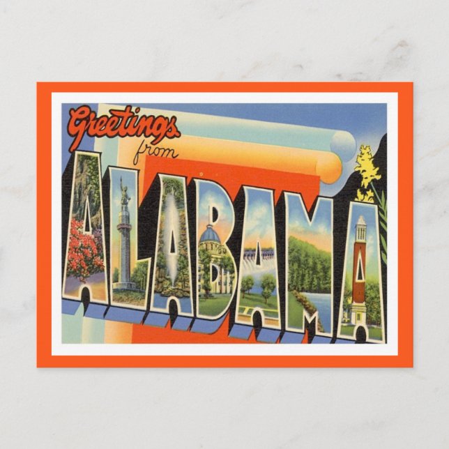 Gruß aus Alabama Vintag Postkarte (Vorderseite)