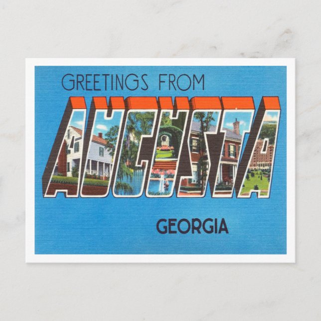 Gruß aus Augusta, Georgia Vintage Travel Postkarte (Vorderseite)