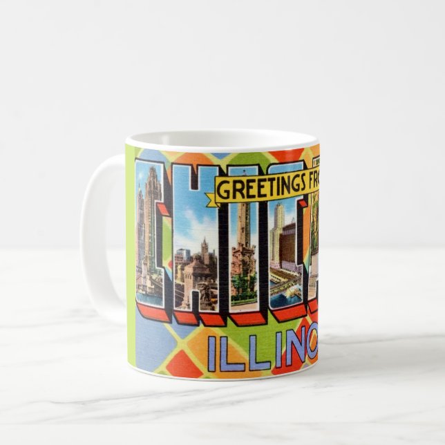 Gruß aus Chicago Postkarten Tasse (Vorderseite Links)