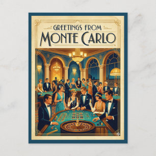 Gruß aus dem Casino Monte Carlo Vintage Postkarte