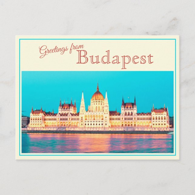 Gruß aus der Vintagen Postkarte Budapest (Vorderseite)