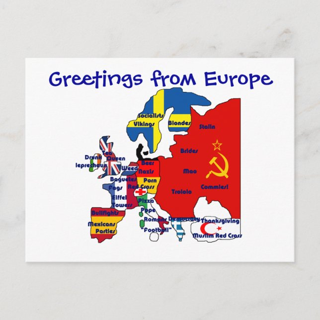 Gruß aus Europa Postkarte (Vorderseite)