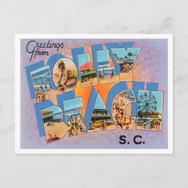Gruß aus Folly Beach, South Carolina Travel Postkarte (Vorderseite)