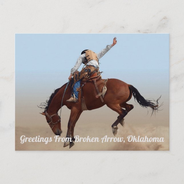 Gruß aus gebrochenem Pfeil, Oklahoma Postkarte (Vorderseite)