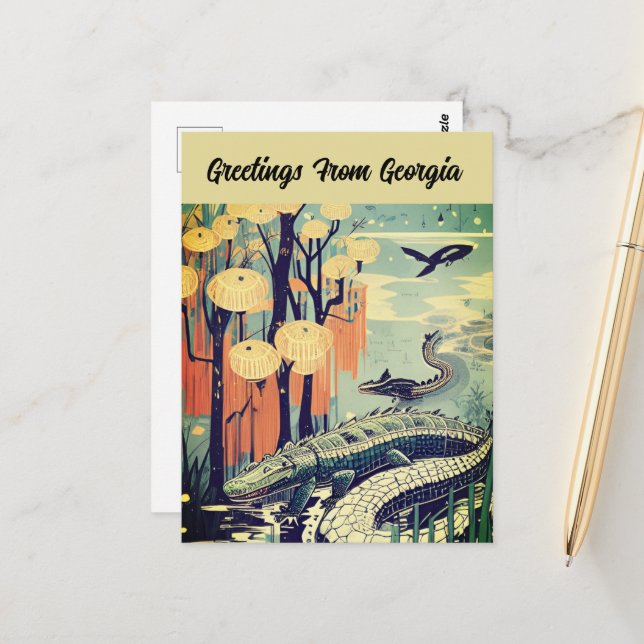 Gruß aus Georgia individuell anpassbare Reisekarte Postkarte (Vorderseite/Rückseite Beispiel)