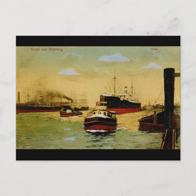 Gruss aus Hamburg, Hafen Vintag Postkarte (Vorderseite)