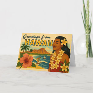 Gruß aus Hawaii Tourismus Kunst im Stil der Mitte Karte