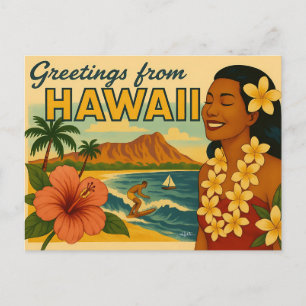 Gruß aus Hawaii Tourismus Kunst im Stil der Mitte Postkarte