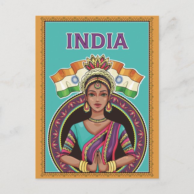 Gruß aus Indien Postkarte (Vorderseite)