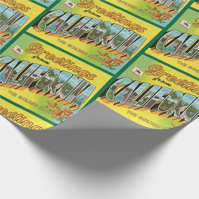 Gruß aus Kalifornien Jahrgang Reise Geschenkpapier (Ecke)