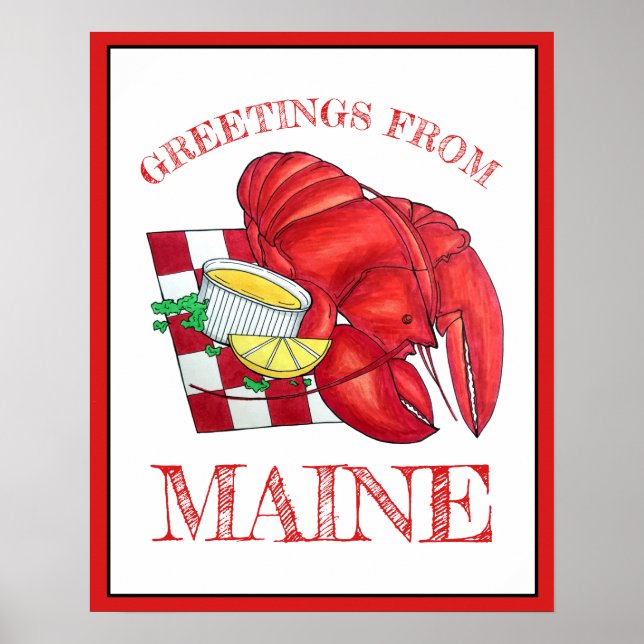 Gruß aus Maine Hummer Shack Meeresfrüchte Abendess Poster (Vorne)