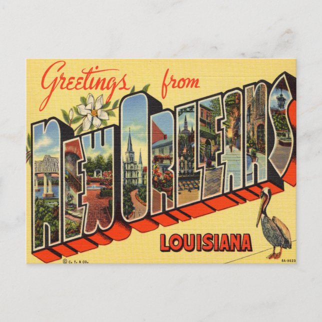 Gruß aus New Orleans, Louisiana Travel Postkarte (Vorderseite)