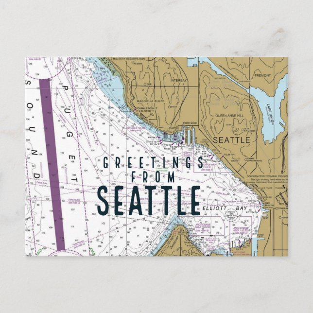 Gruß aus Seattle Chart Postkarte (Vorderseite)