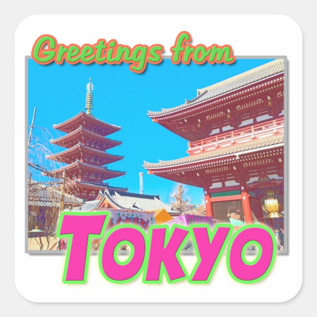 "Gruß aus Tokio"-Aufkleber Quadratischer Aufkleber (Vorderseite)