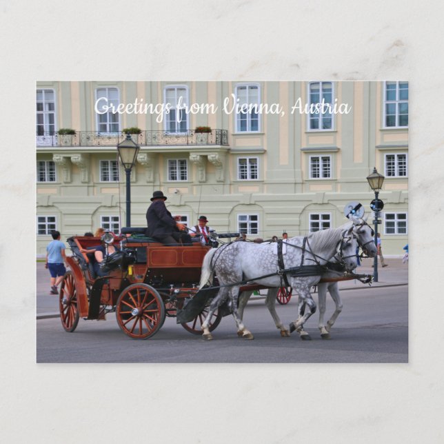 Gruß aus Wien, Österreich - Pferde und Kutsche Postkarte (Vorderseite)