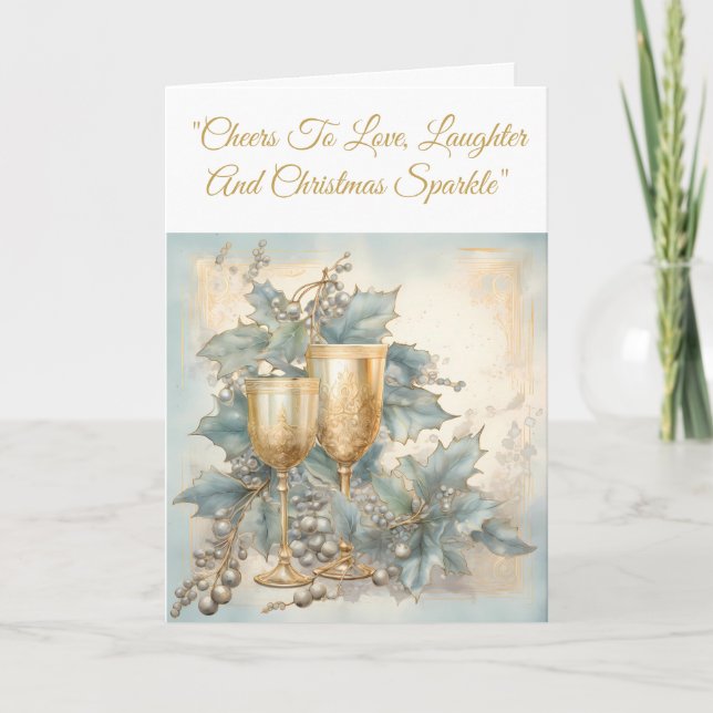 Gruß Card-Blue & Gold Weihnachtskarte Karte (Vorderseite)