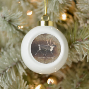 Gruß der Saison - Bull Caribbean (Rentier) Keramik Kugel-Ornament