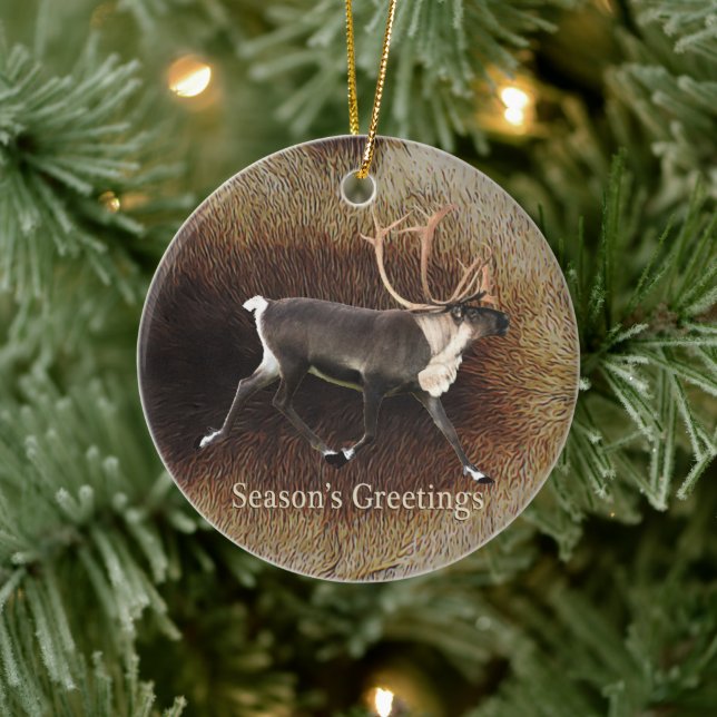 Gruß der Saison - Bull Caribbean (Rentier) Keramik Ornament (Baum)