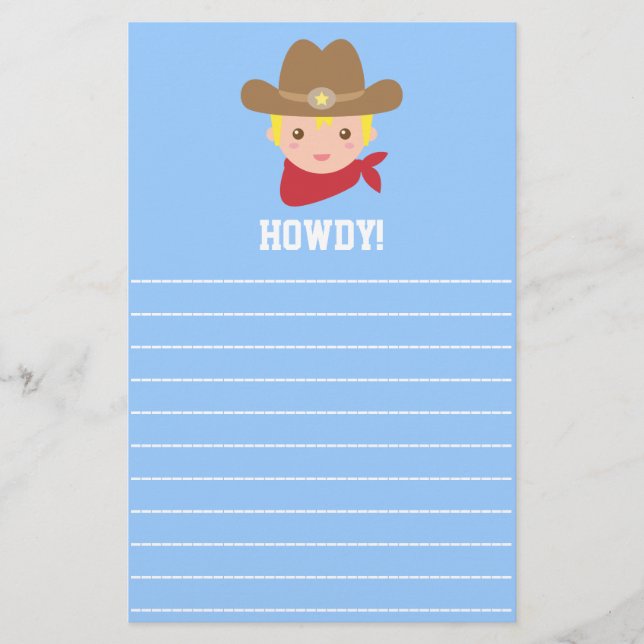 Grüß dich, niedlicher Cowboy für kleine Jungen Briefpapier (Vorderseite)