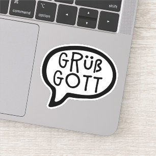 Grüß Gott, Hallo auf Deutsch, Bayern, Sprechblas Aufkleber