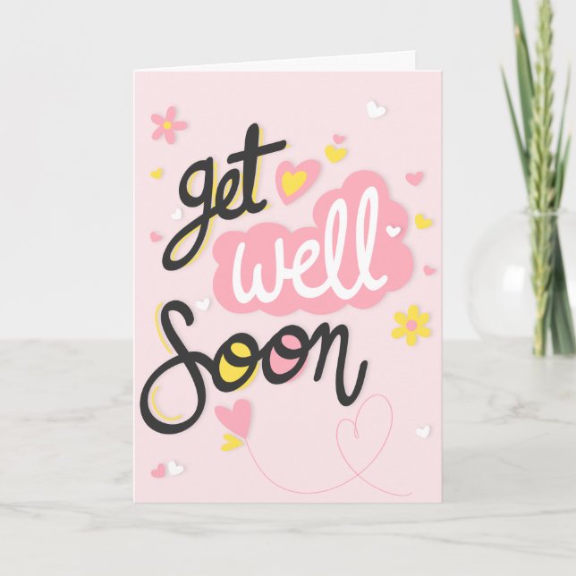 Gruß in Rosa und Gelb-Typografie Karte (Vorderseite)