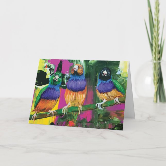 Gruß-Karte - 12x18 drei Vögel Karte (Vorderseite)