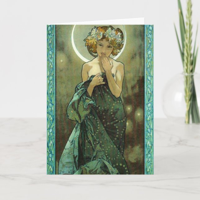 Gruß-Karte Alphonse Mucha Clair De Lune Karte (Vorderseite)