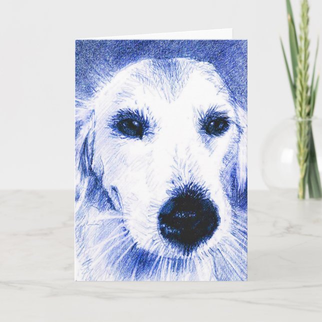Gruß-Karte: Blaues Hundezeichnen Karte (Vorderseite)