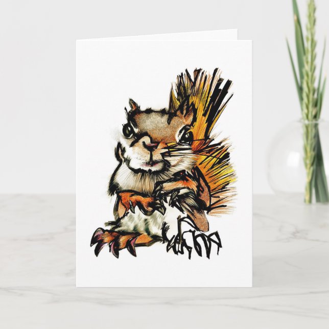 Gruß-Karte: Eichhörnchen-Zeichnen Karte (Vorderseite)