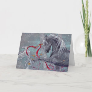 Gruß-Karte - Feiertags-Einhorn-Schnee-Vogel Feiertagskarte
