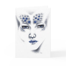 Gruß-Karte Fräulein-Universe Alien Dame Art