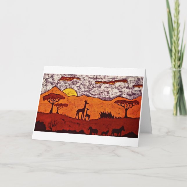 Gruß-Karte mit Batik der afrikanischen Landschaft Karte (Vorderseite)