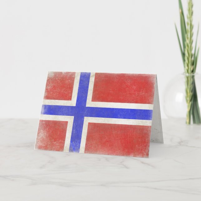 Gruß-Karte mit beunruhigter norwegischer Flagge Karte (Vorderseite)