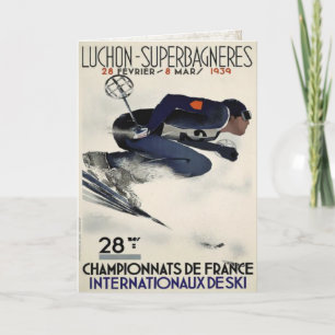 Gruß-Karte mit coolem Ski-Plakat von Frankreich Karte