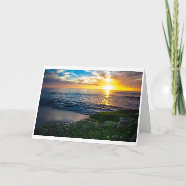 Gruß-Karte - Windansea Sonnenuntergang-Aussicht Karte (Vorderseite)