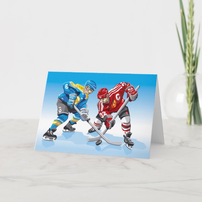 Gruß-Karten-Eis-Hockey-Spieler Gesicht-Weg Karte (Vorderseite)
