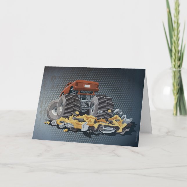 Gruß-Karten-Monster-LKW-zerquetschter Auto-Schmutz Karte (Vorderseite)