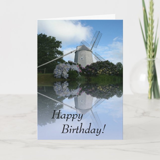 Gruß-Karten-Windmühlen-alles Gute zum Geburtstag Karte (Vorderseite)